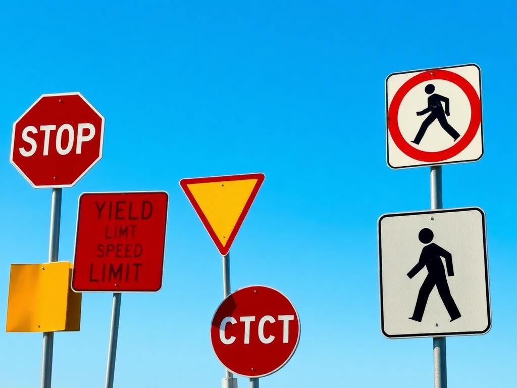 South African road signs against a blue sky